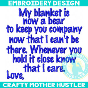 My Blanket Bear Embroidery Design