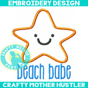Beach Babe Starfish Applique Embroidery Design