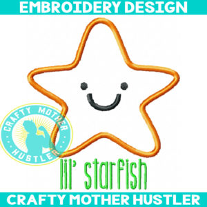 Lil Starfish Applique Embroidery Design