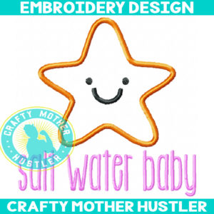 Salt Water Baby Applique Starfish Embroidery Design