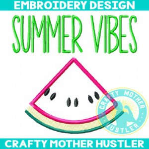 Summer Vibes Applique Watermelon Embroidery Design
