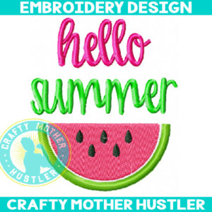 Hello Summer Embroidery Design