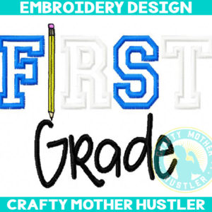 First Grade Pencil Applique Embroidery Design