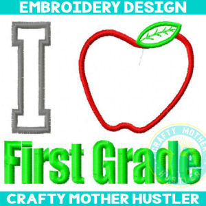 Apple First Grade Applique Embroidery Design