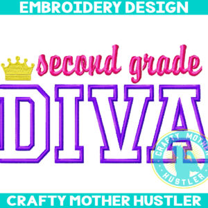 2nd Grade Diva Applique Embroidery Design