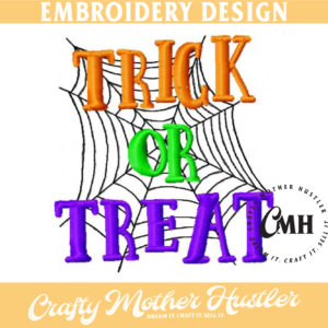 Trick or Treat Halloween Spider Web Embroidery Design
