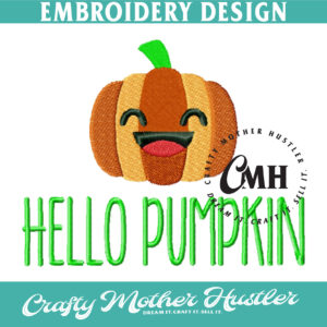Hello Pumpkin Embroidery Design