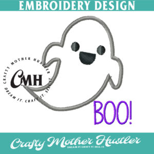 Ghost Boo Applique Embroidery Design