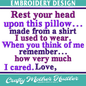 Rest Your Head Upon This Pillow Blank Embroidery Design Applique