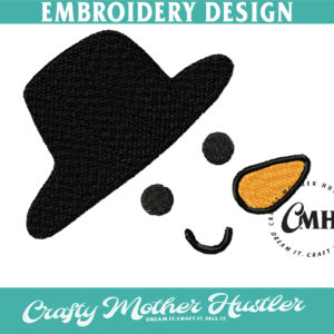 Snowman Face with Hat Embroidery Design
