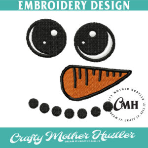 Snowman Face with Big Eyes Embroidery Design