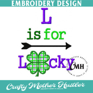 L is for Lucky Embroidery Design
