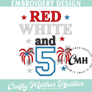 Red White and 5 Applique Embroidery Design