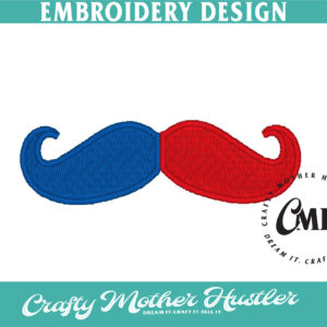 American Mustache Applique Embroidery Design