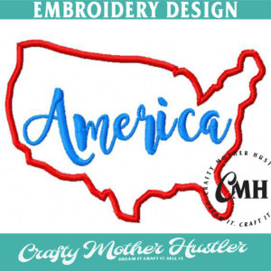 America United States Applique Embroidery Design