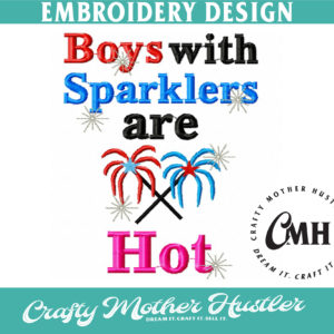 Boys with Sparklers are Hot Embroidery Design