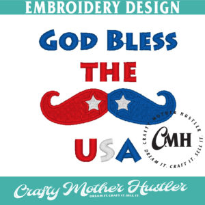 God Bless the USA Embroidery Design
