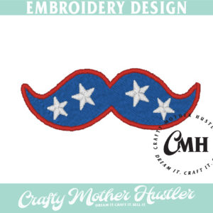 American Star Mustache Applique Embroidery Design