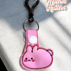 Chibby Bunny Snap Tab for 4x4 Hoops, Key Fob in the hoop, ITH Embroidery Design