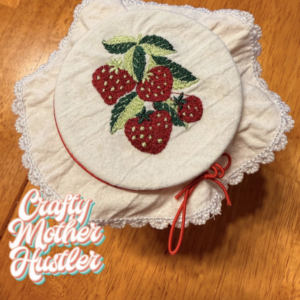 Strawberry Mason Jar Topper ITH Embroidery Design (5x7 & 6x10)